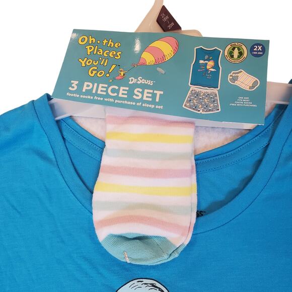 Dr Suess Oh The Places You'll Go Pjs 3 Piece Lounge Wear Set 2X 18W 20W - Picture 5 of 16